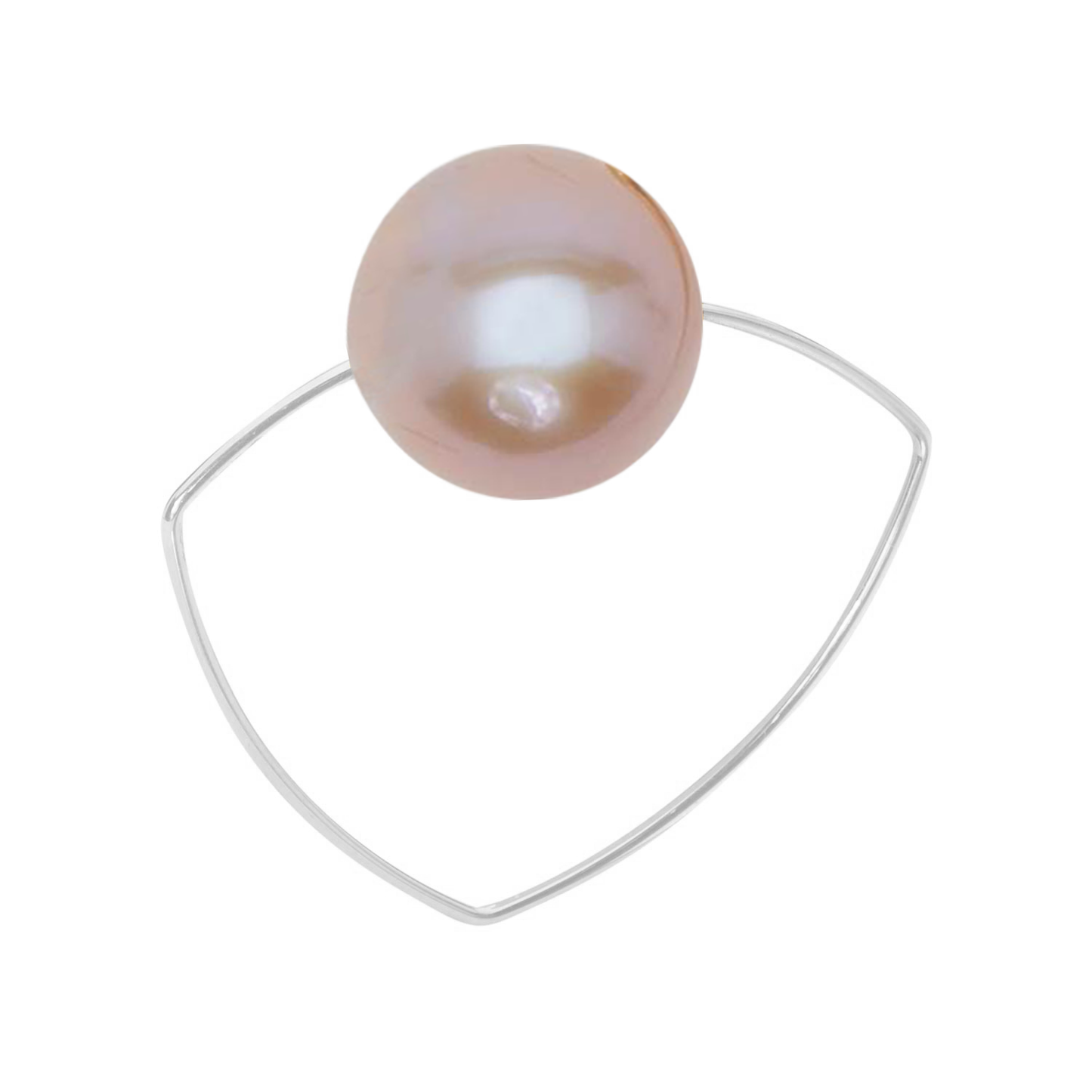 Triangle Ring with Peach Ripley Baroque or Freshwater Pearl (12mm)