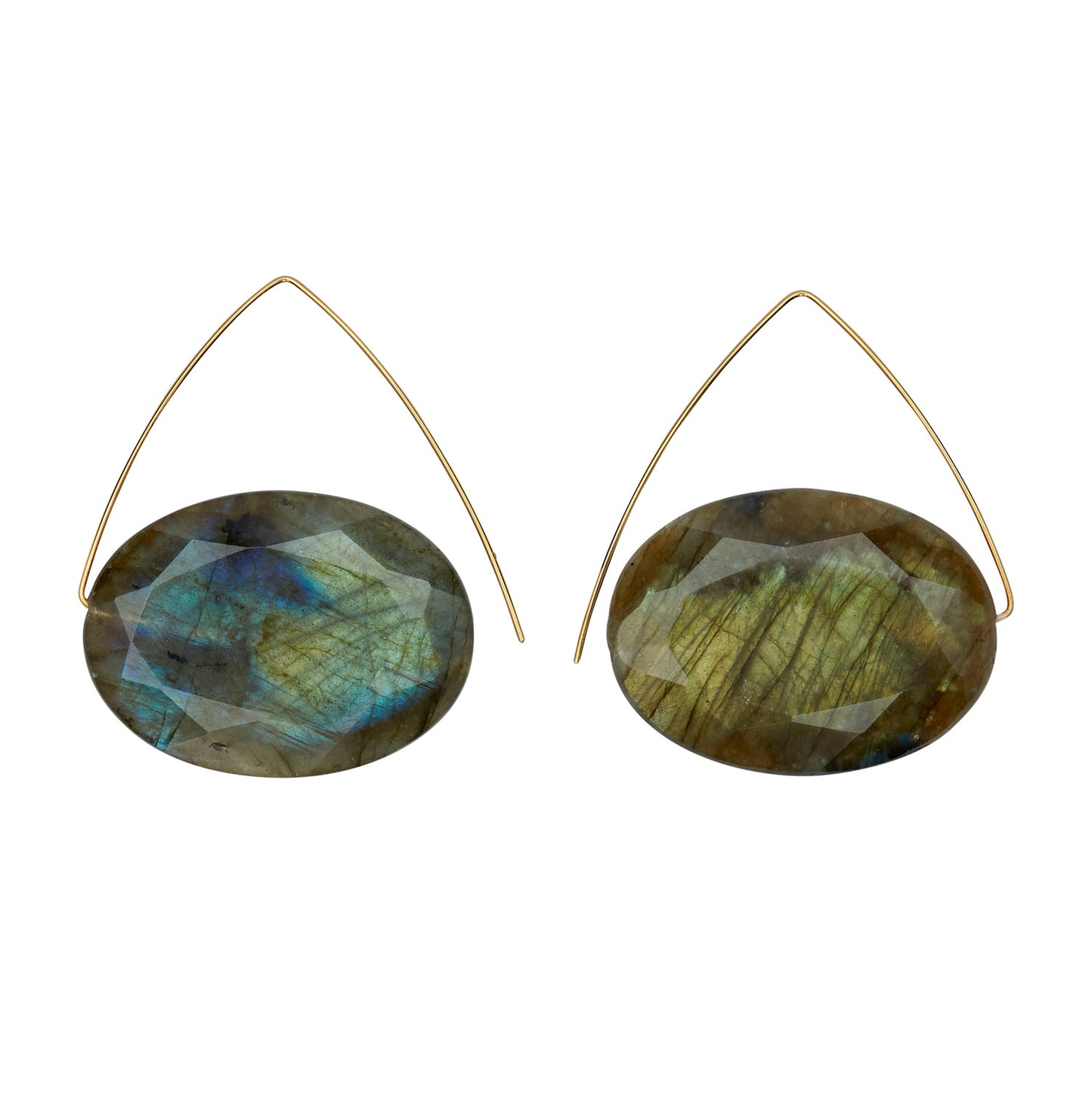 Large Triangle Earrings with Large Faceted Labradorite