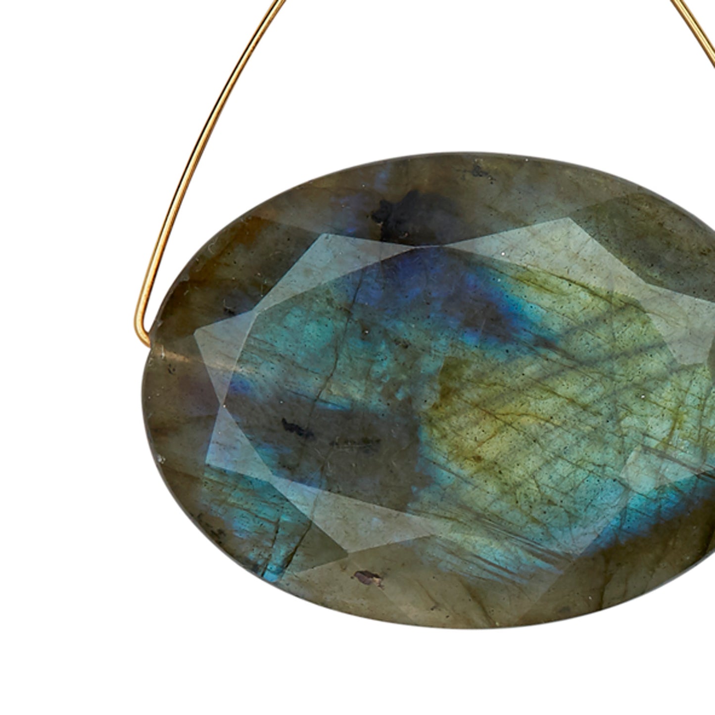 Large Triangle Earrings with Large Faceted Labradorite