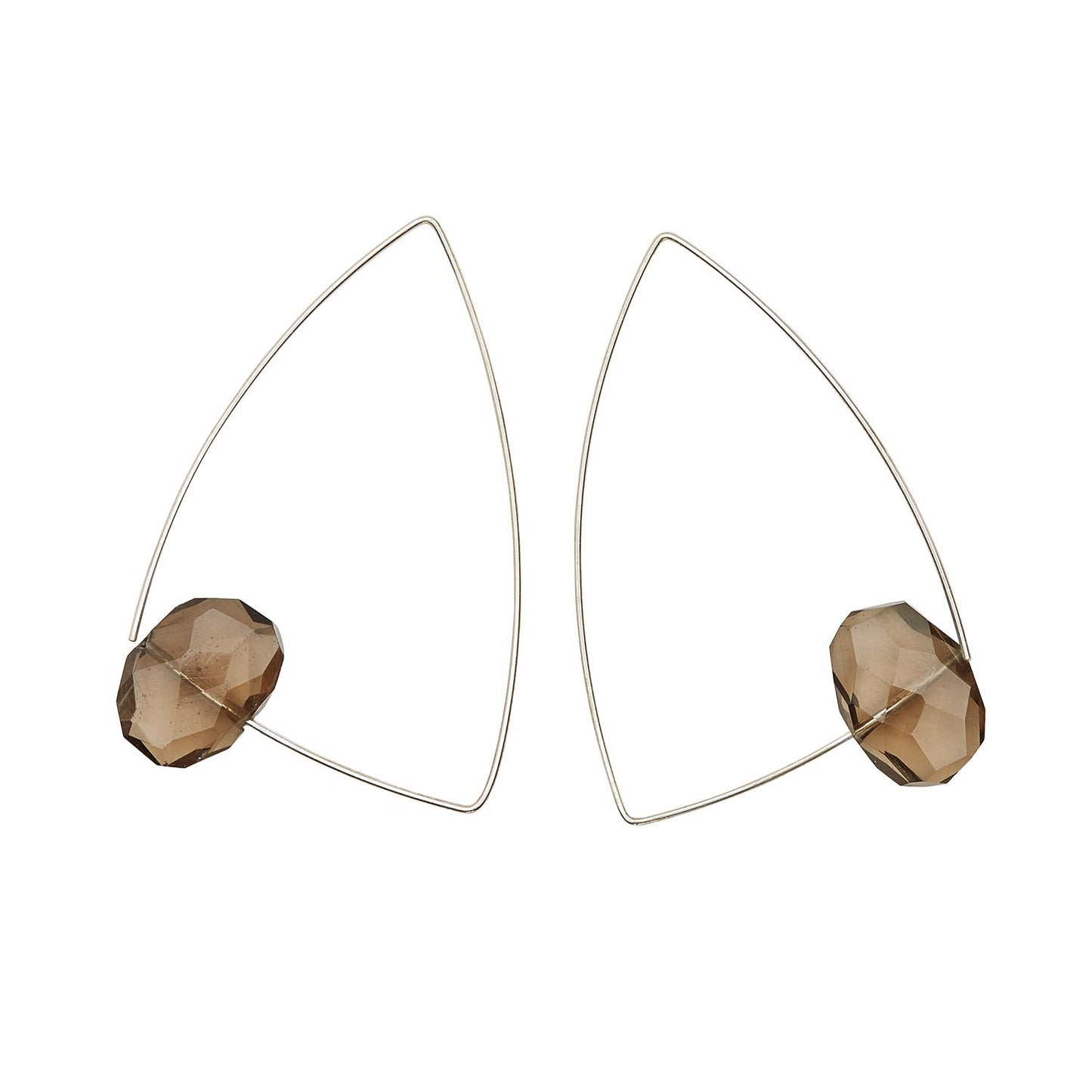 Large Triangle Earrings with hand-cut precious Gemstones