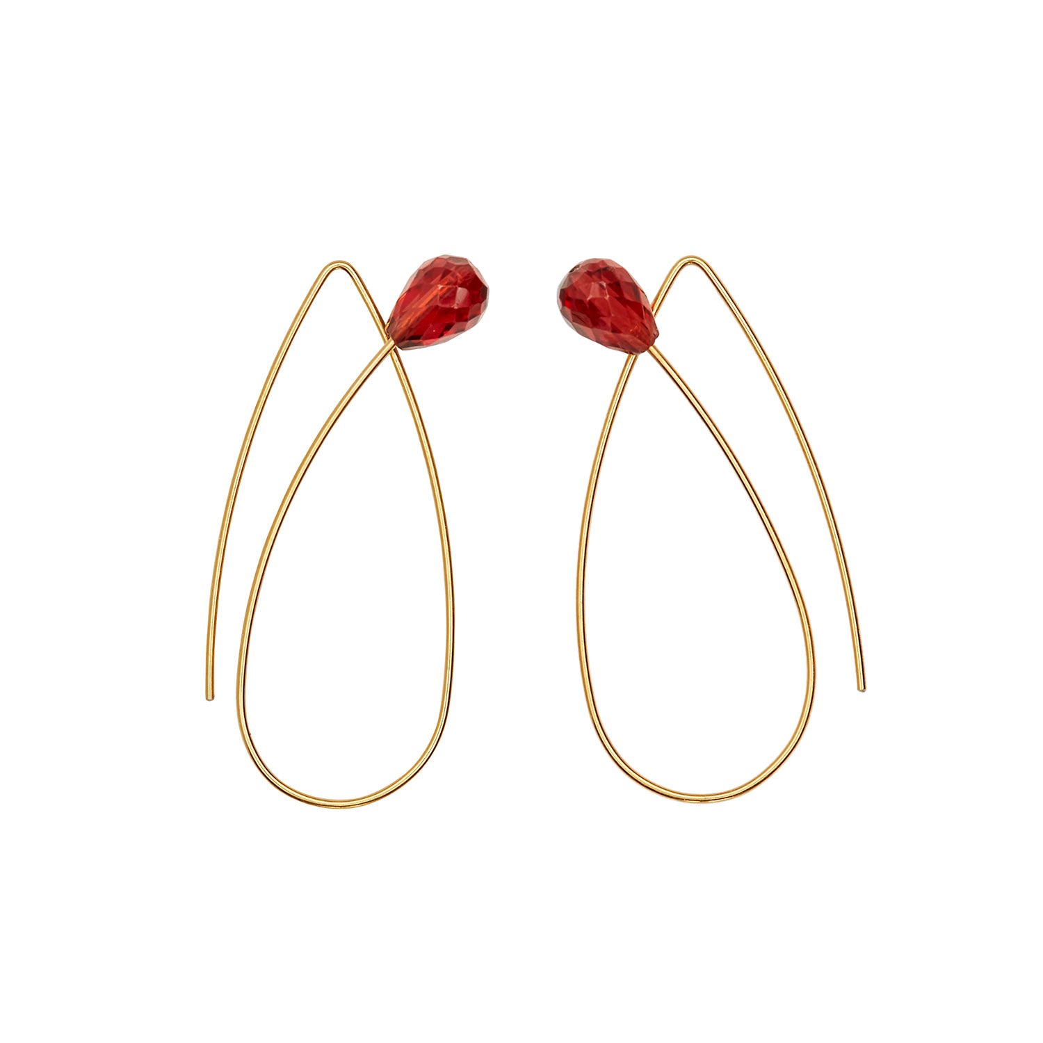 Pointed Loop Earrings with Garnet