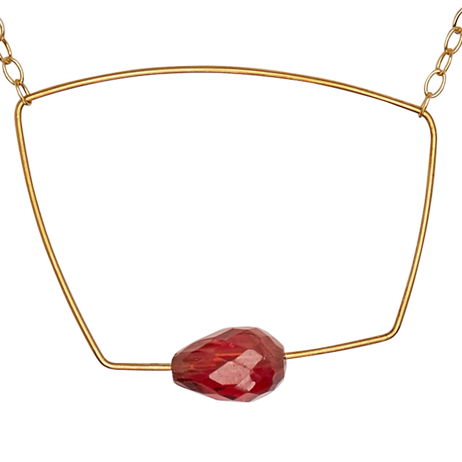 Asymmetric Square Pendant Necklace with Garnet