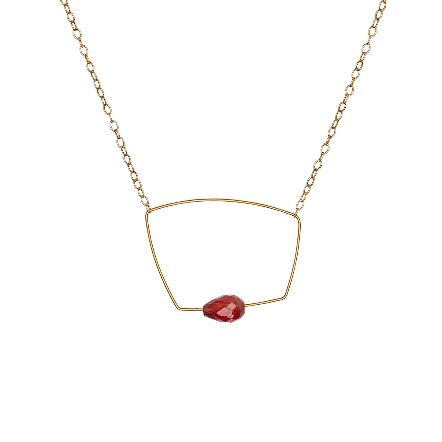 Asymmetric Square Pendant Necklace with Garnet