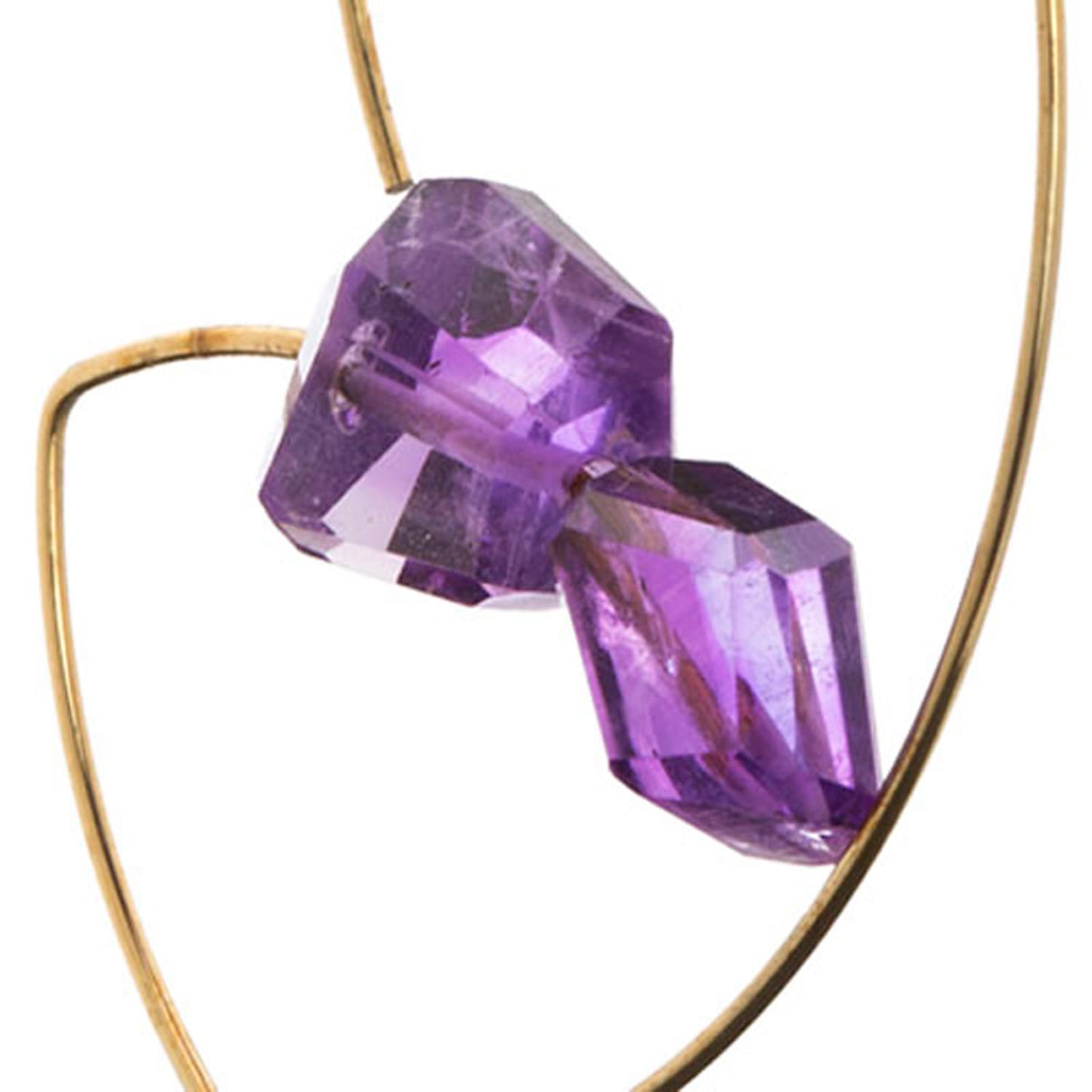 Angled Curve Earrings with Amethyst