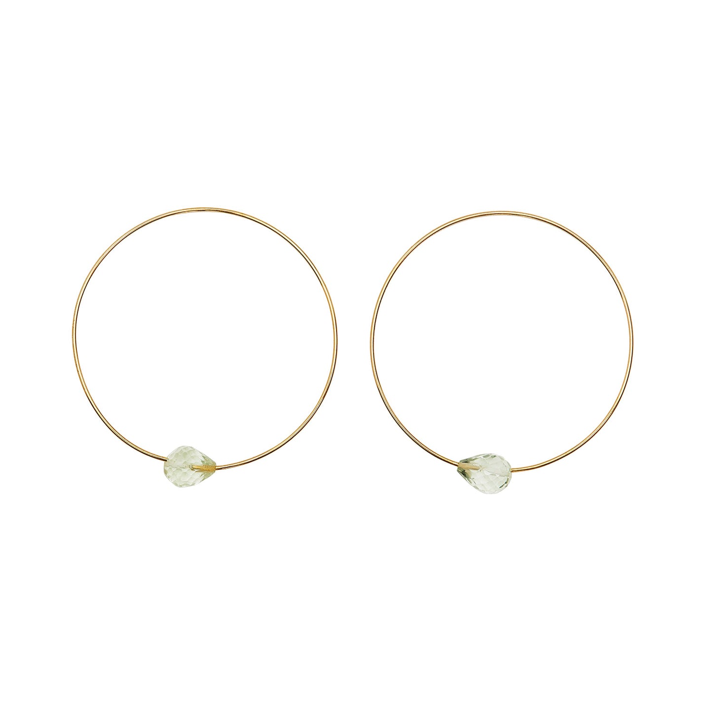 Small Round Hoops with Green Amethyst