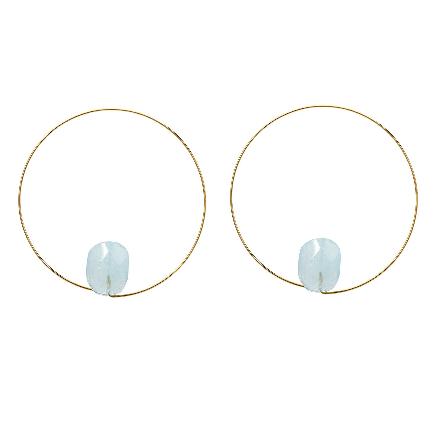 Medium Round Hoops with Aquamarine