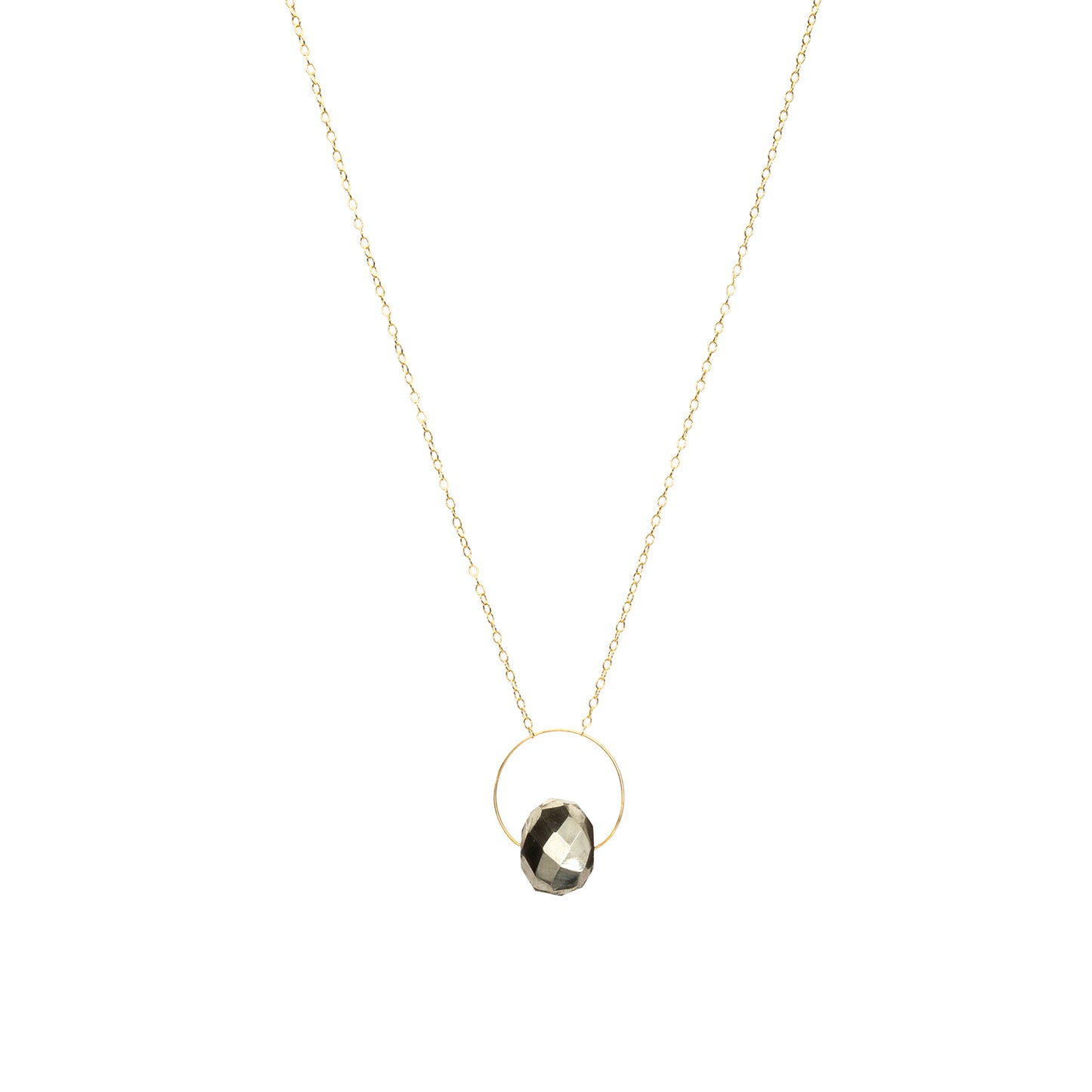 Petite Circle Pendant Necklace with hand-cut precious gem options