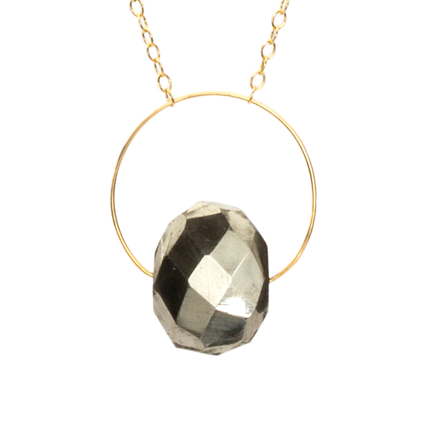 Petite Circle Pendant Necklace with hand-cut precious gem options