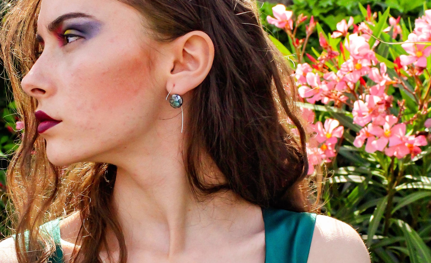Medium Triangle Twist Earrings with hand-cut precious gems