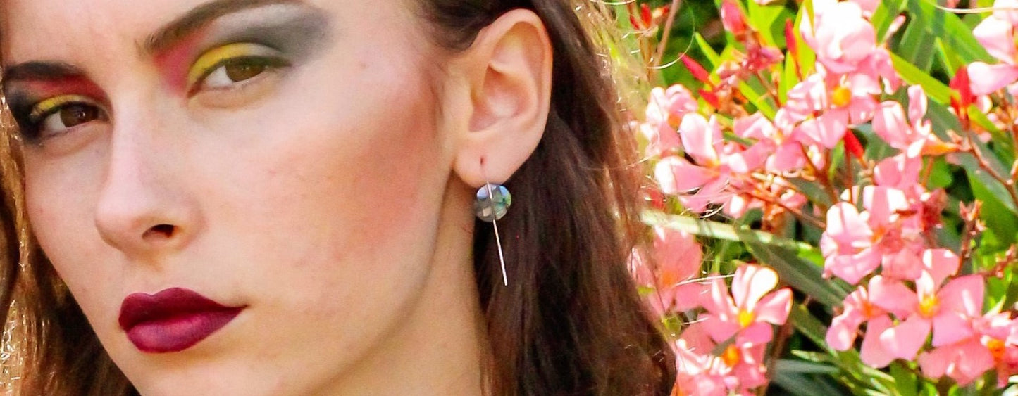 Medium Triangle Twist Earrings with Sliced Gems