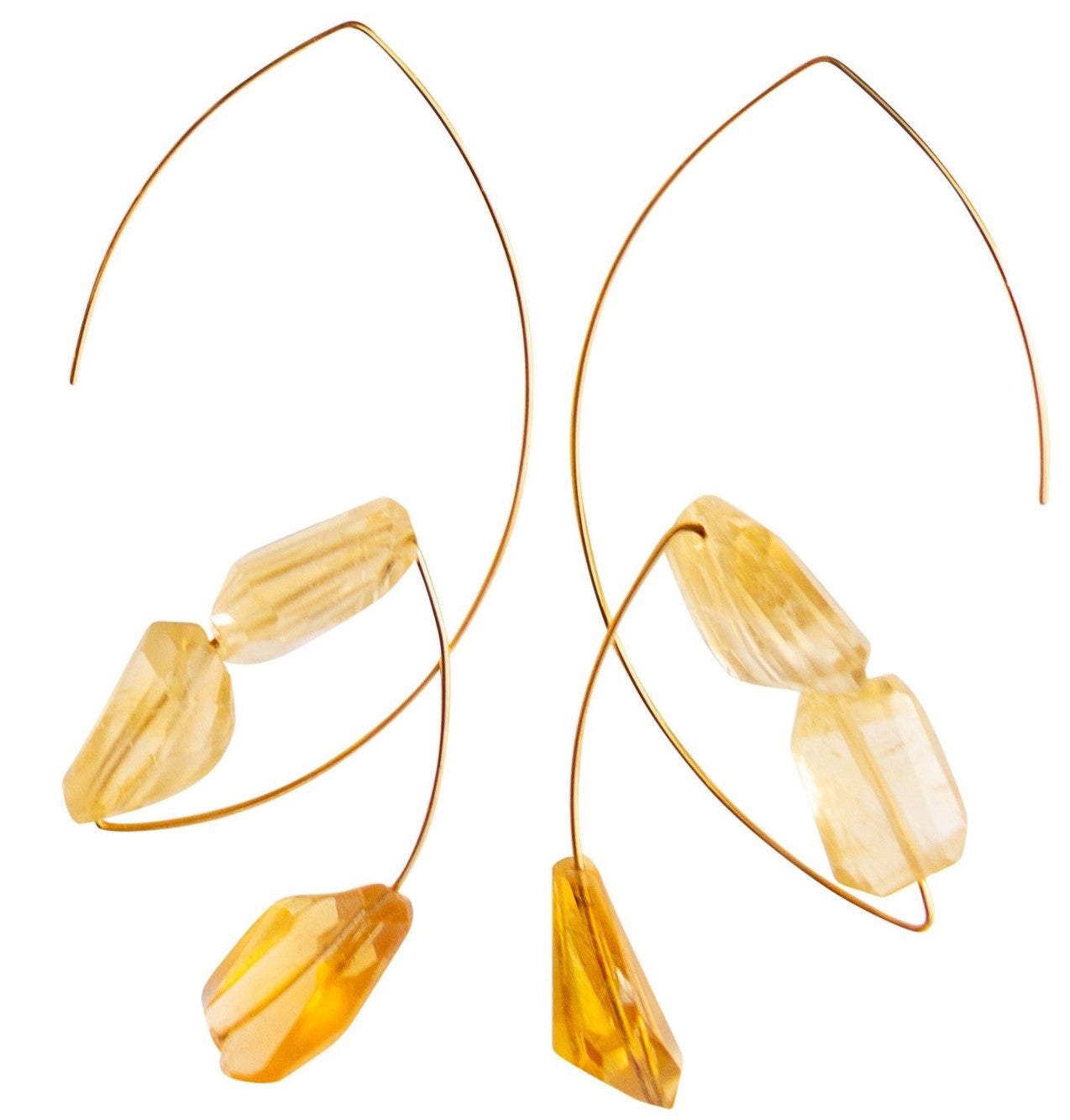 Angled Loop Earrings with hand-cut gemstones