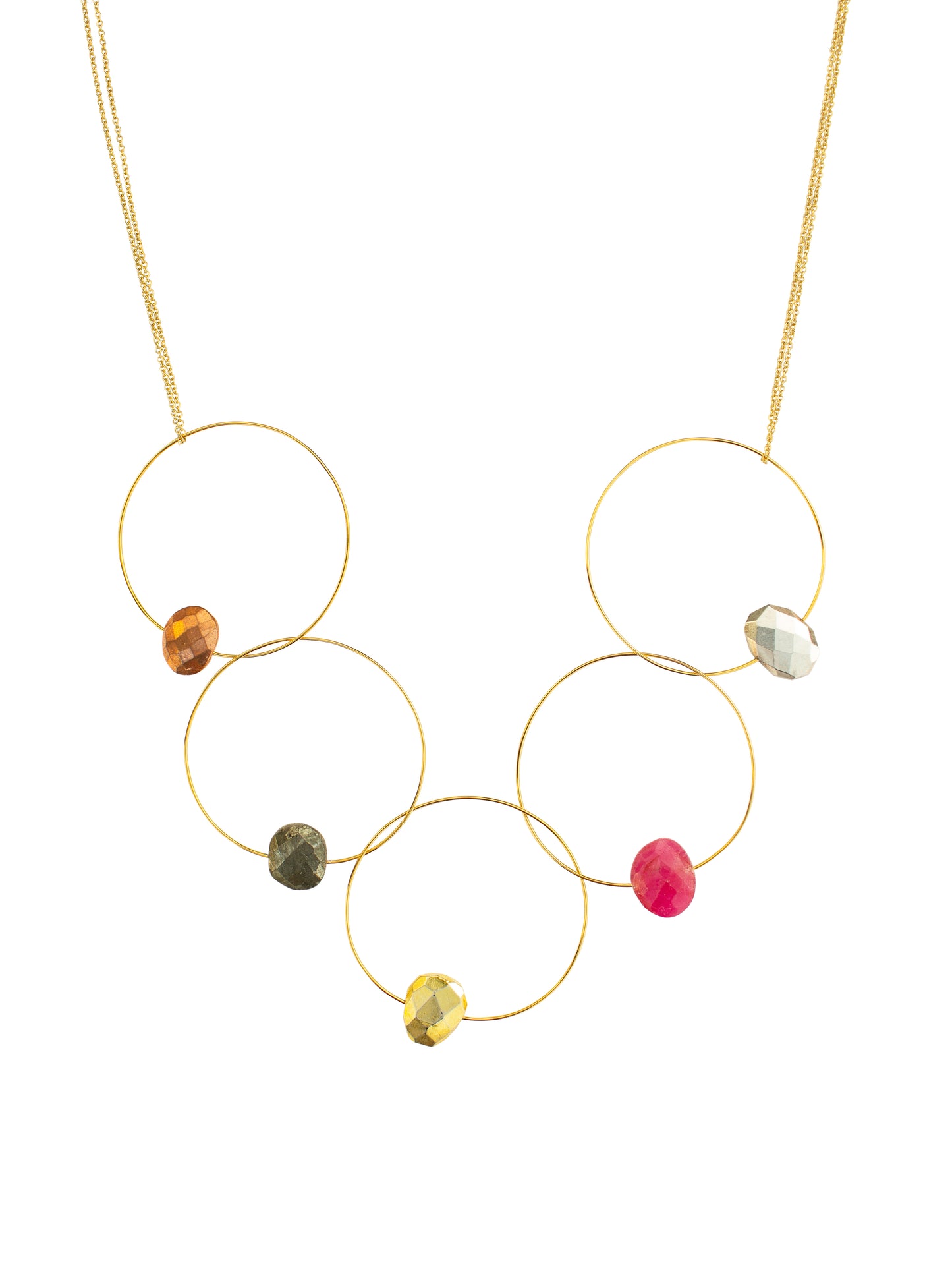 'Morph it!' Hoop Necklace with Multi Coloured Gemstones