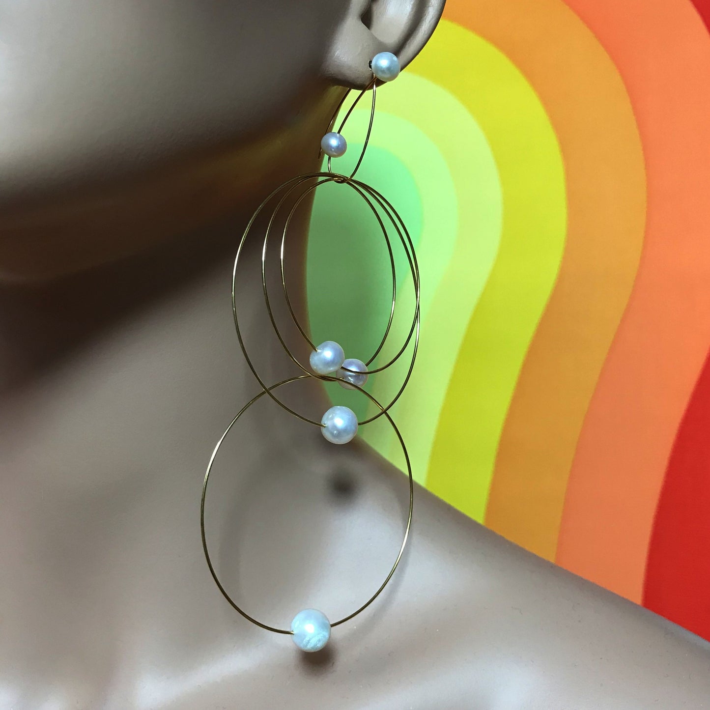 'Morph It!' Hoop Earrings with Round Freshwater Pearls