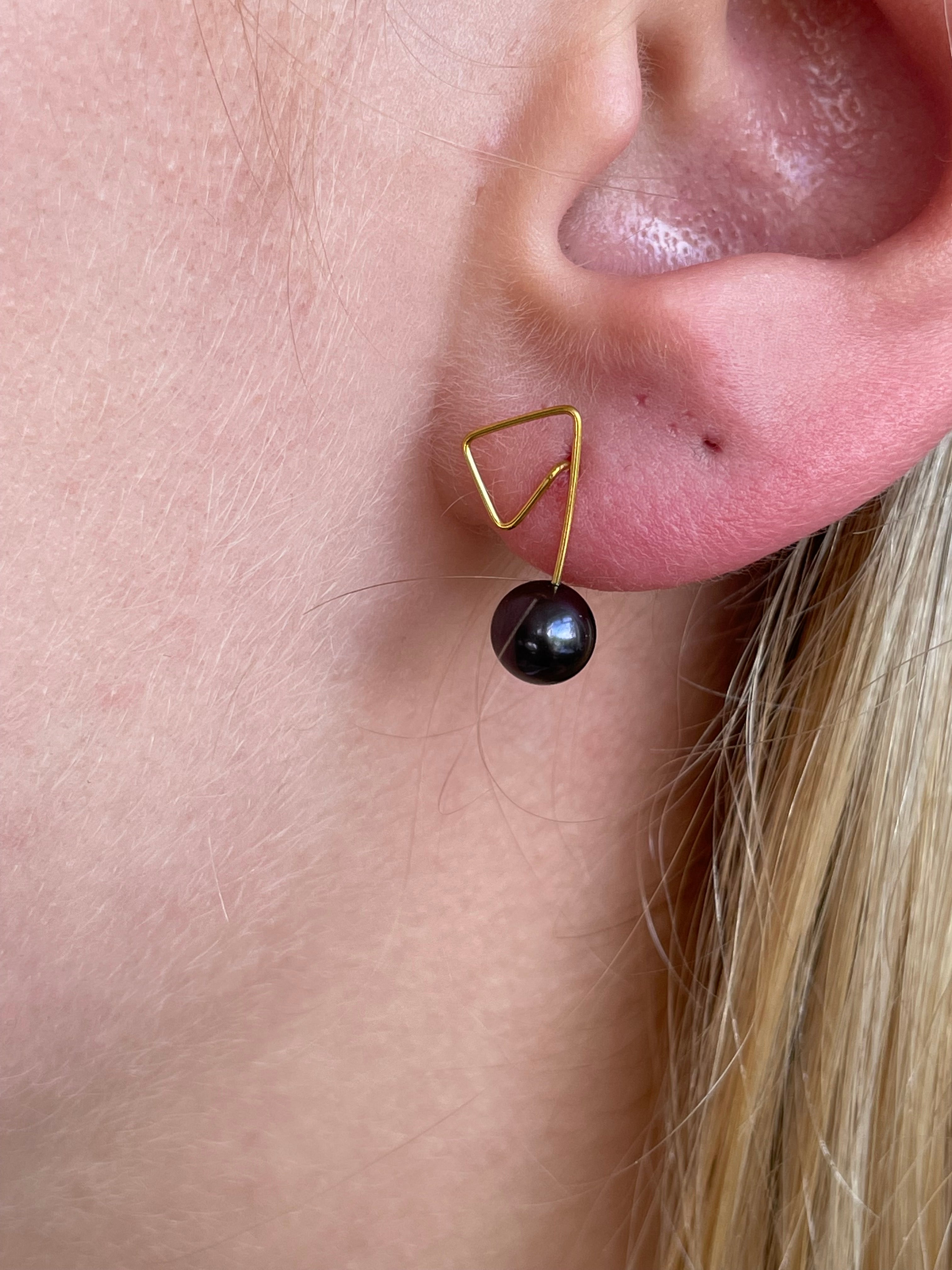 Freshwater Pearl With Black Onyx Drop Stud store Earrings Golden Ears Boutique