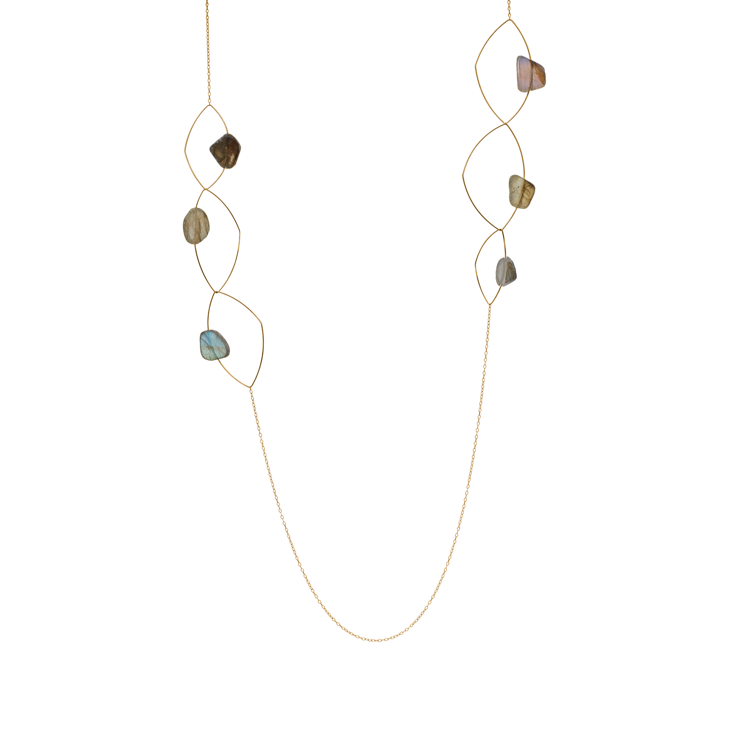 Long 'Morph It!' Necklace with Sliced Gemstones
