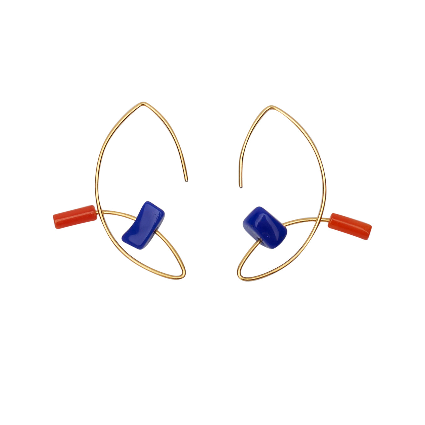 Multi Wear Earrings with Lapis Lazuli, Rhodochrosite and Coral