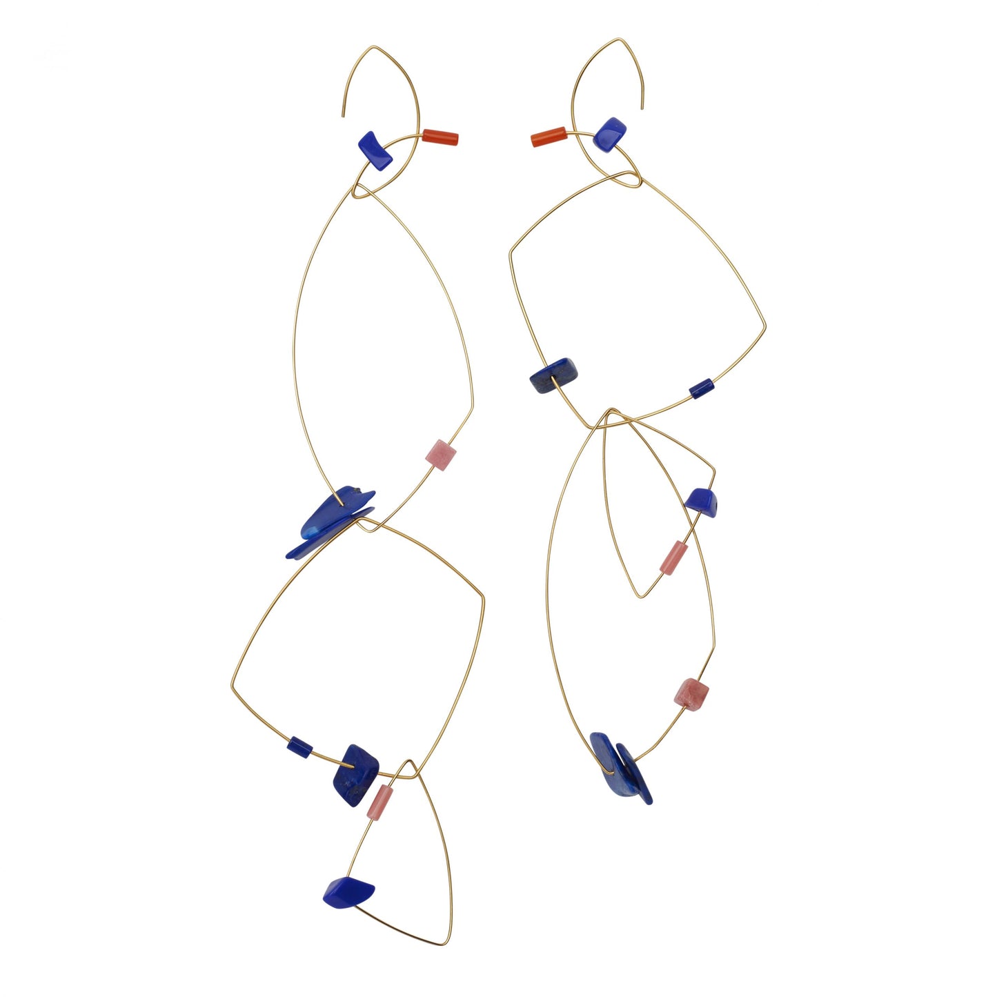 Multi Wear Earrings with Lapis Lazuli, Rhodochrosite and Coral