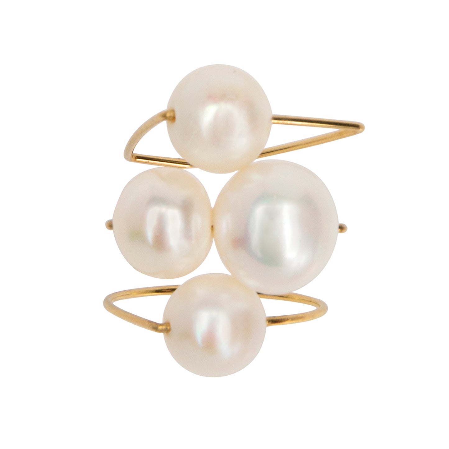 Square Ring with White Freshwater Pearls
