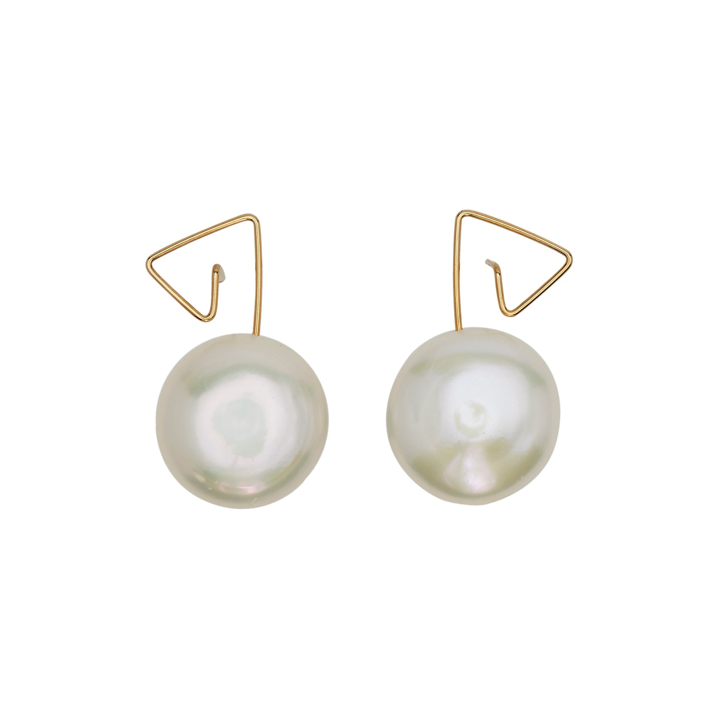 Angled Studs with White Fresh Water Pearl Button