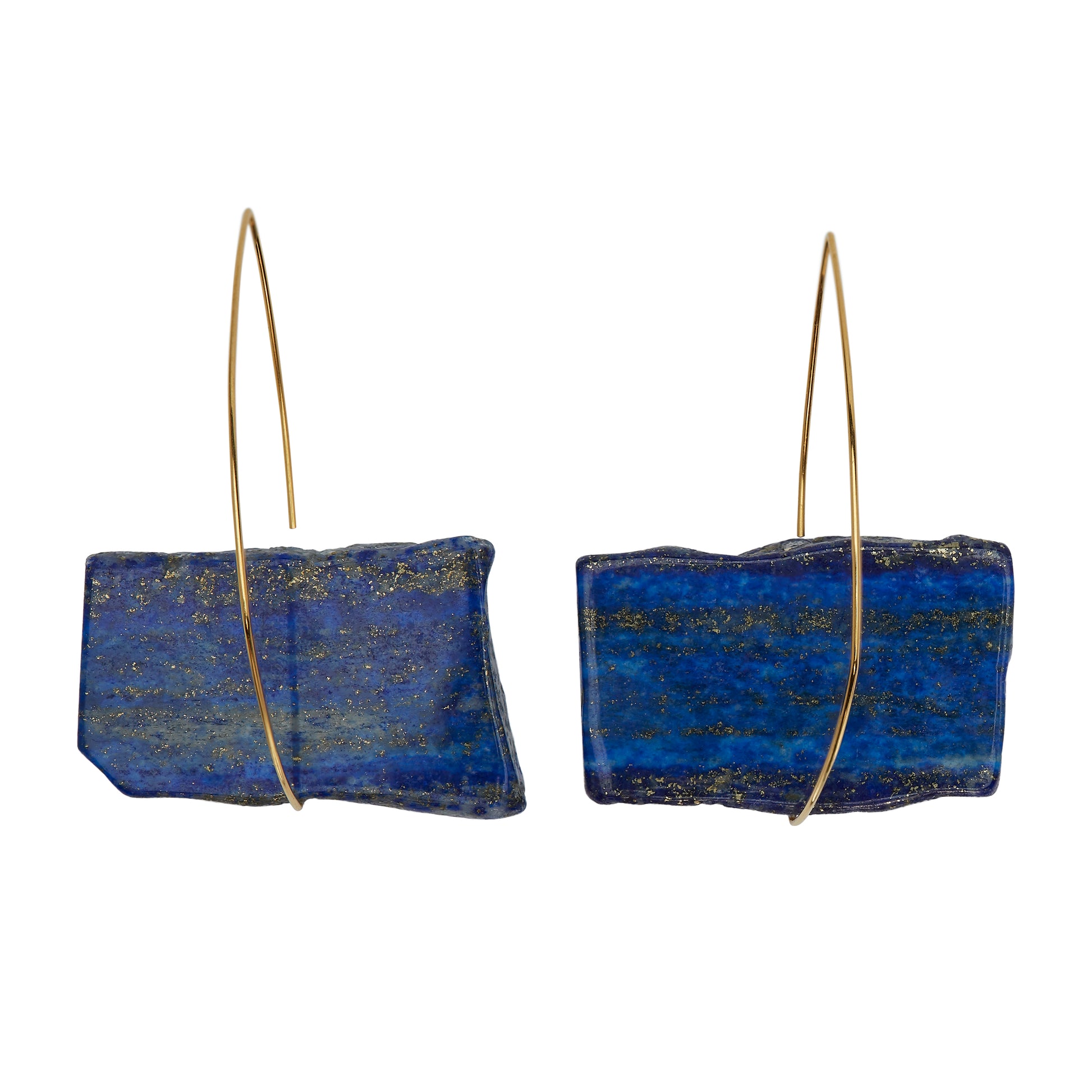 Large Triangle Earrings with Lapis Lazuli