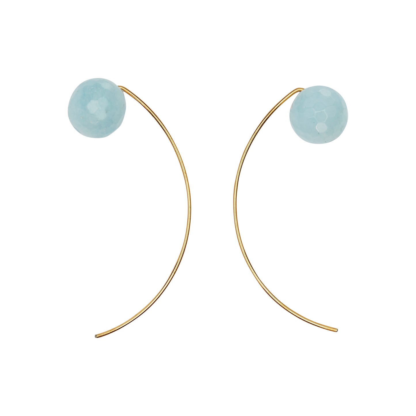 Long Curve Earrings with Aquamarine