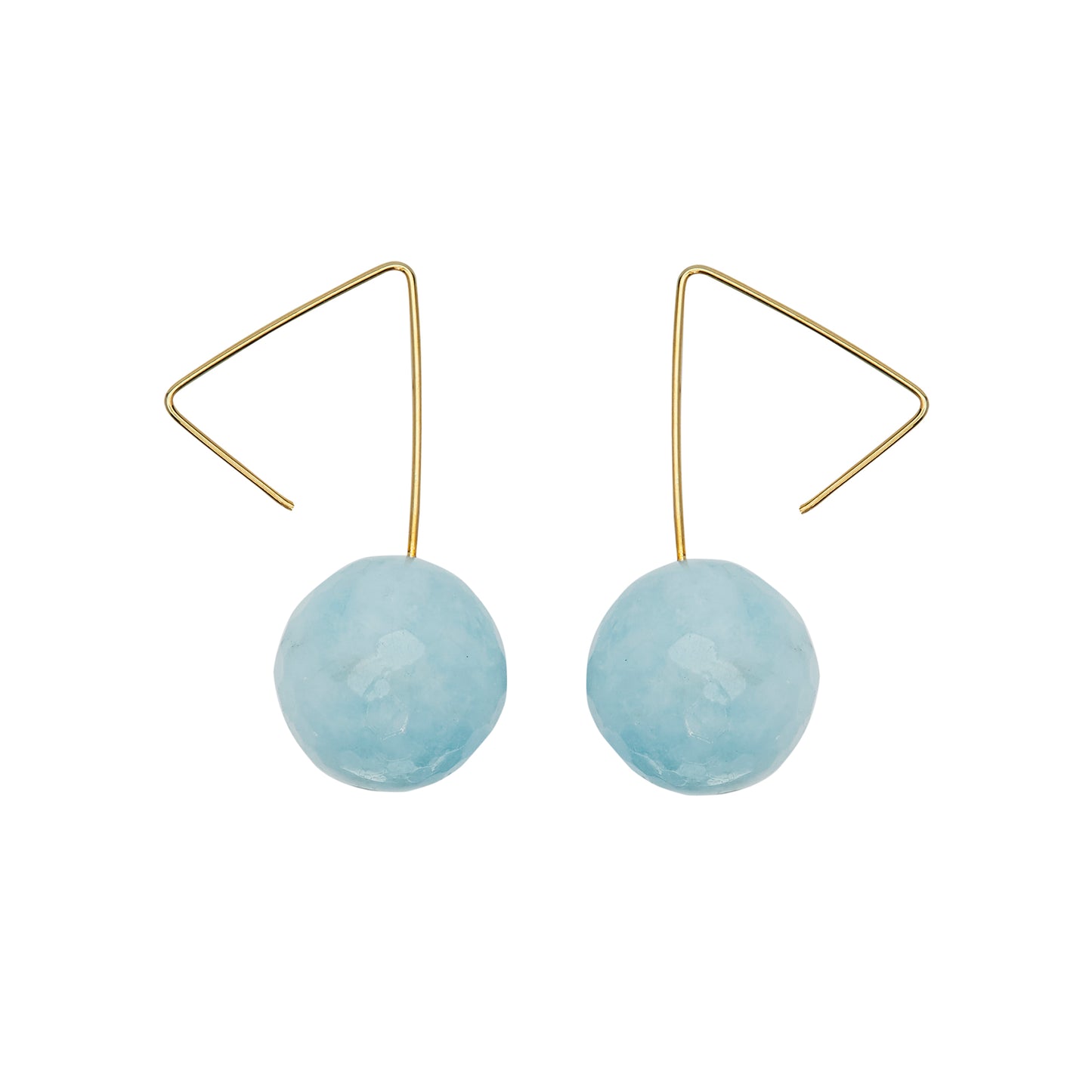 Triangle Twist Earrings with Aquamarine Round