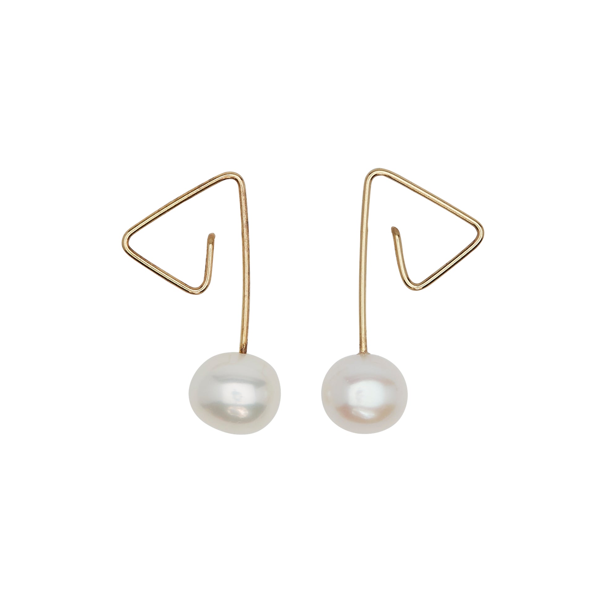 Angled Studs with White Fresh Water Pearl Round (5mm)