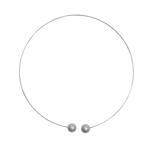 Round Neck Wire with Grey Round Pearl (10mm)