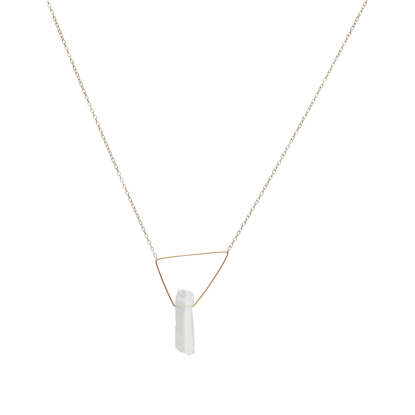 Triangle Necklace with White Quartz