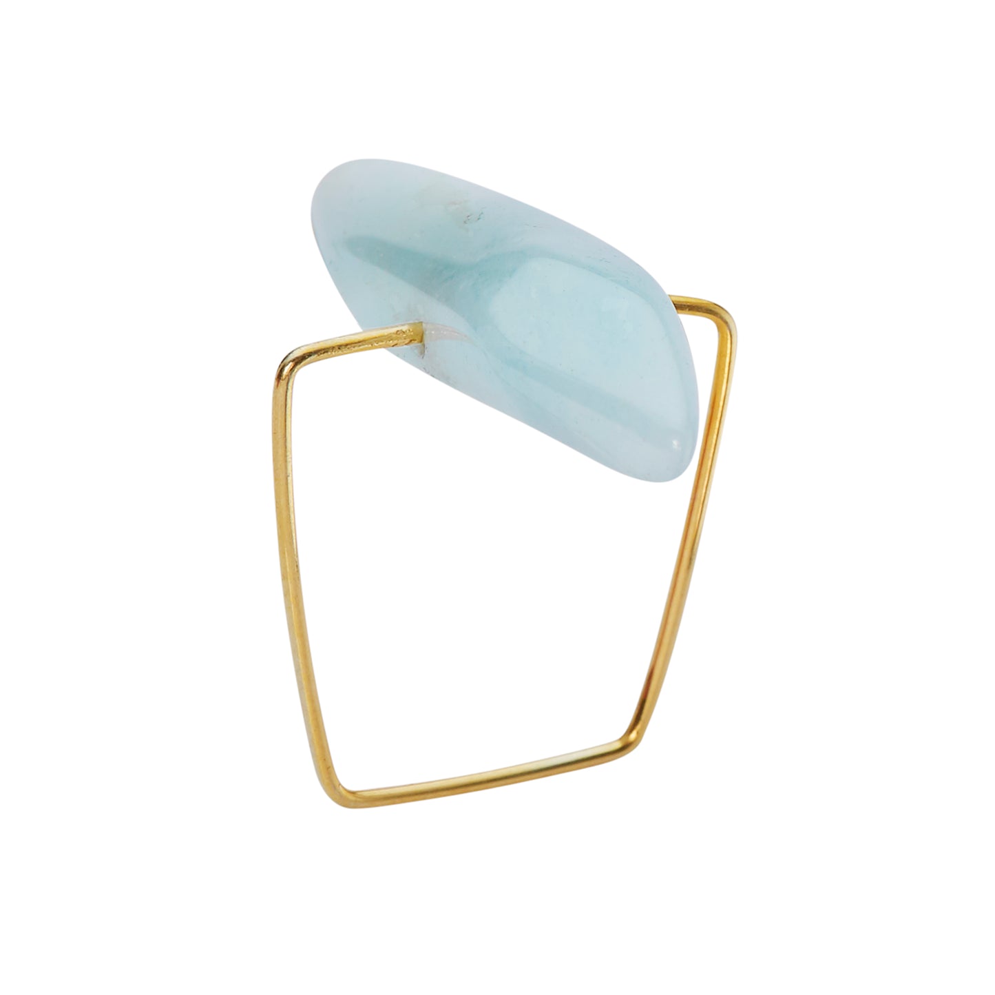 Square Ring with Aqua Marine facet ball & abstract faceted shard