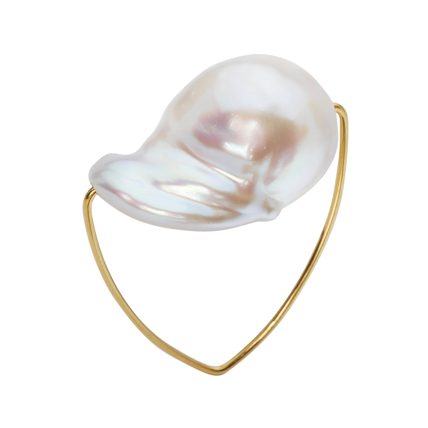 Triangle Ring with White Baroque Pearl (20mm)