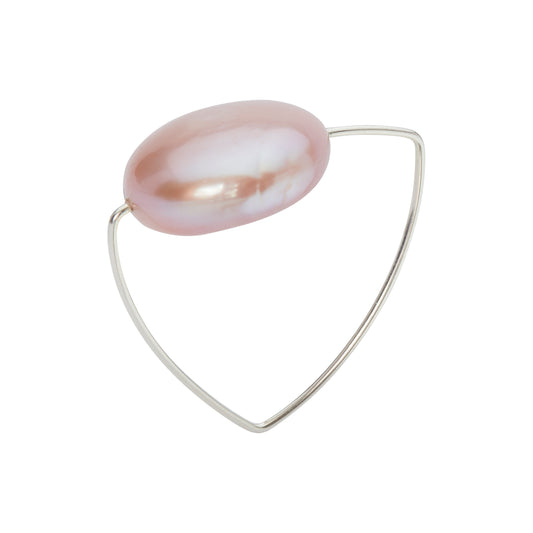 Triangle Ring with Large Pink Pearl Coin