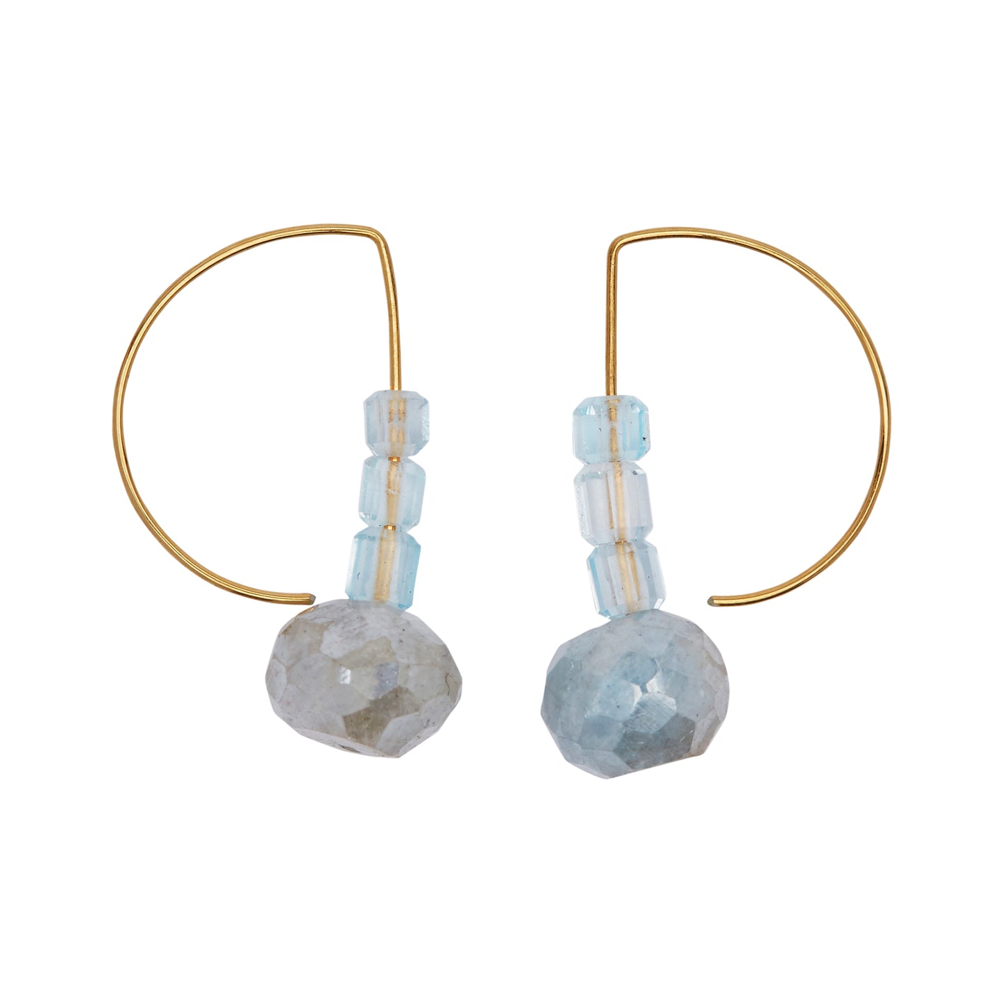 Short Curve Earrings with Grey Mystic Chalcedony and Topaz
