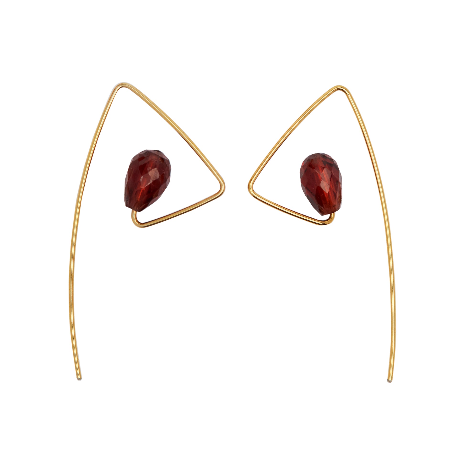 Medium Triangle Twist Earrings with Garnet