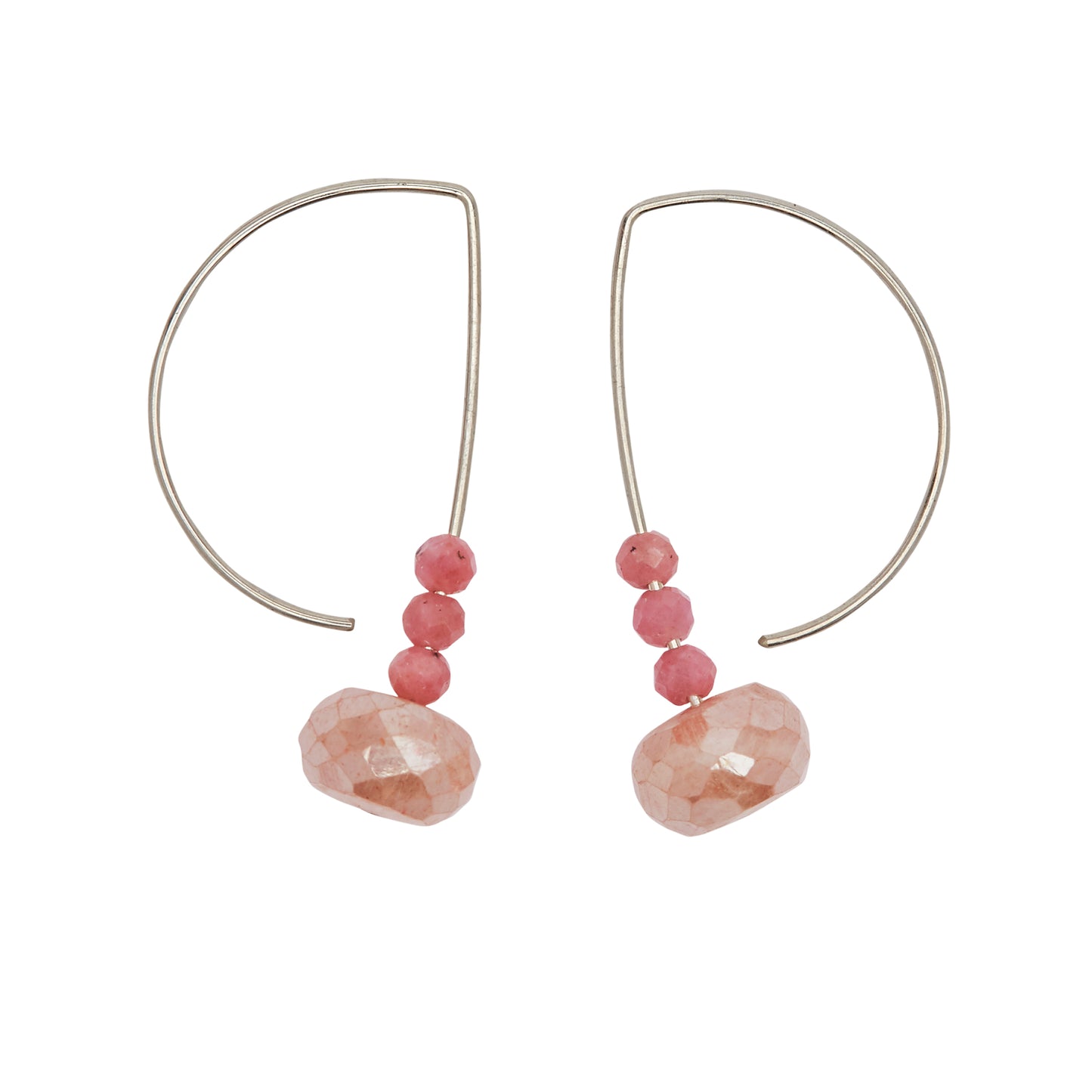 Petite Nude Pink Peach Moonstone Earrings