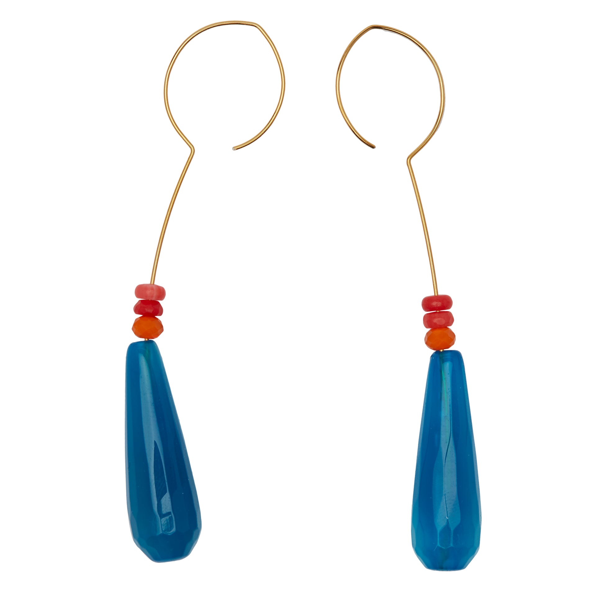 Drop Earrings with Coral and Agate Drop