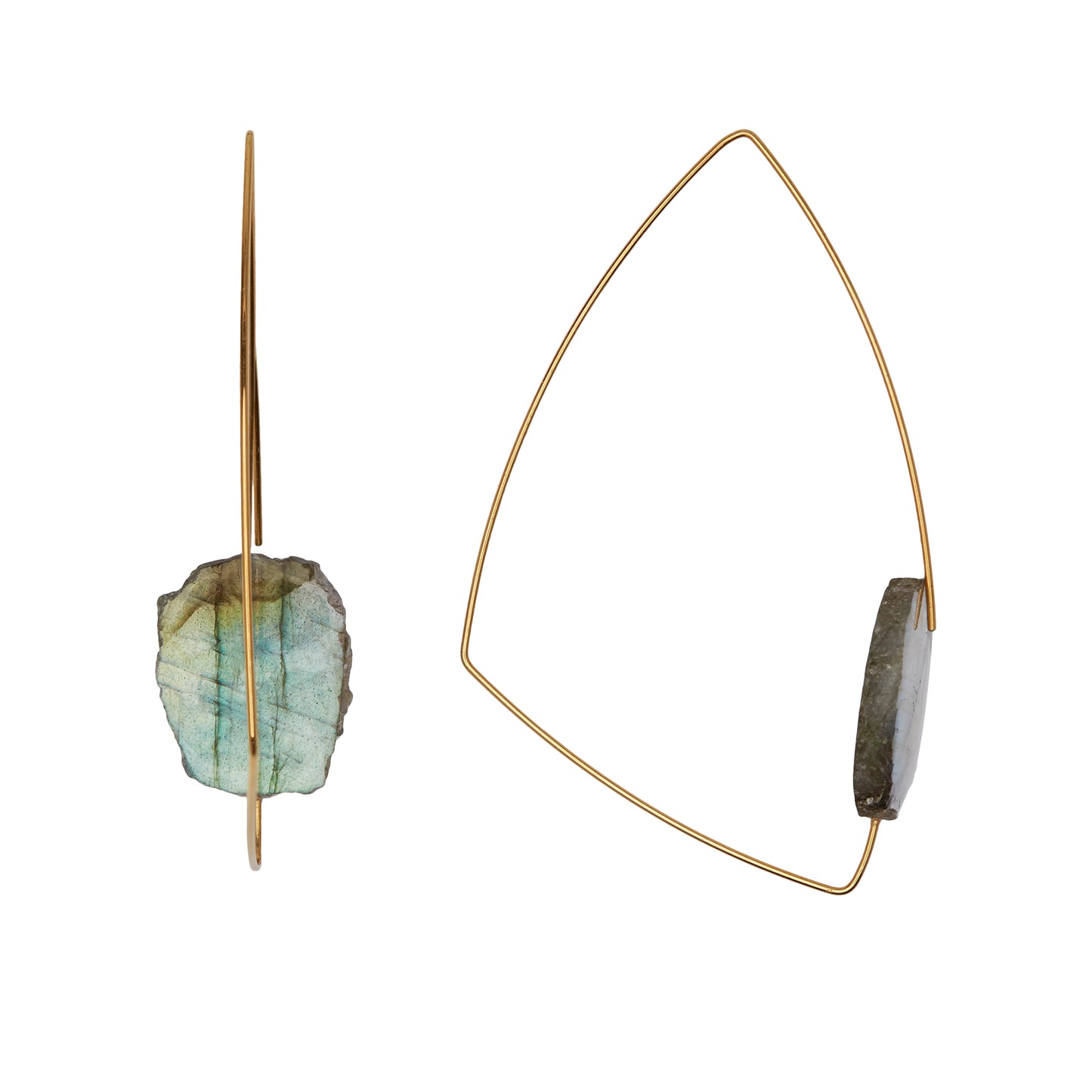 Large Triangle Earrings with Labradorite
