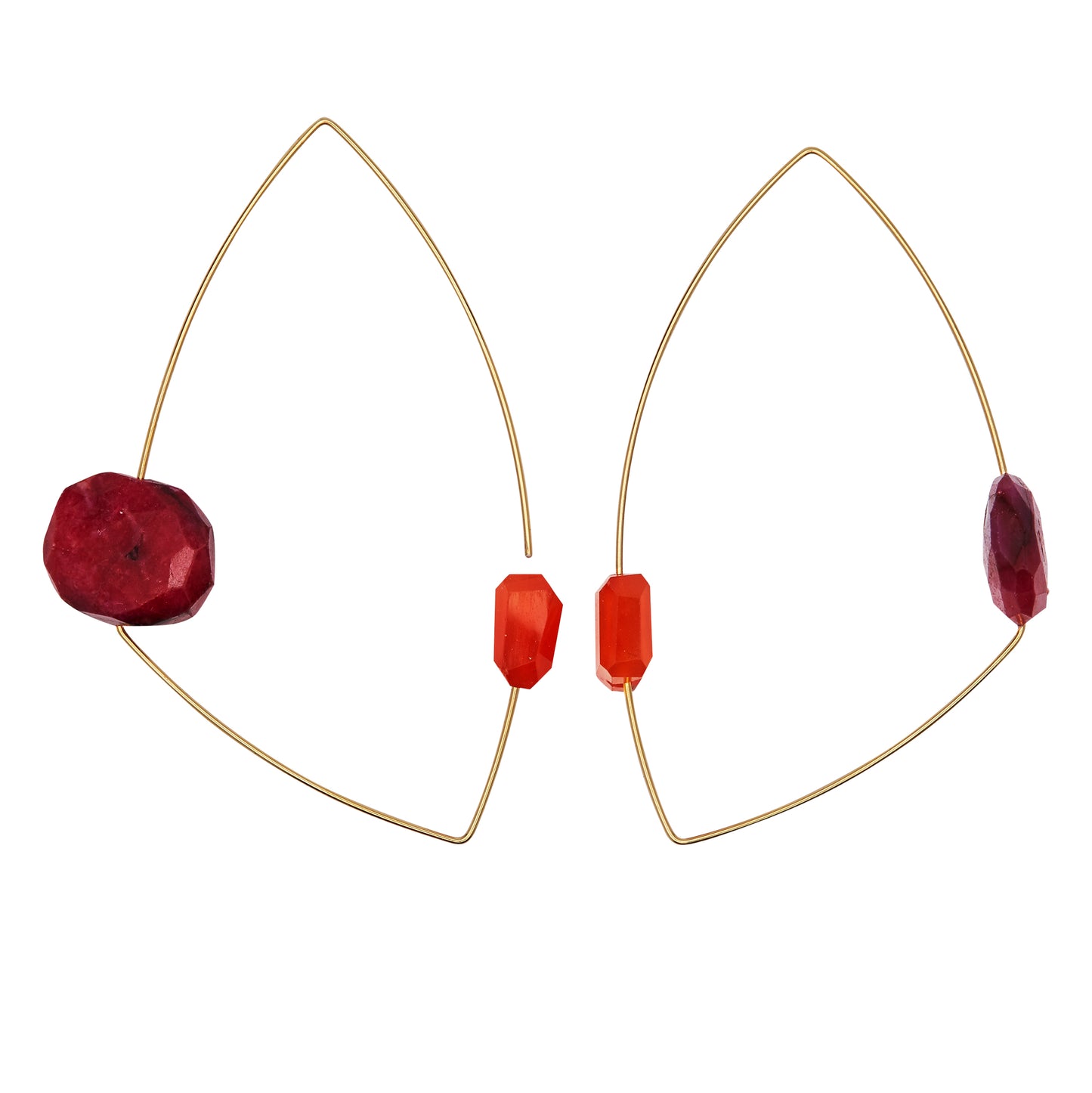 Drop Earrings with hand-cut precious gems