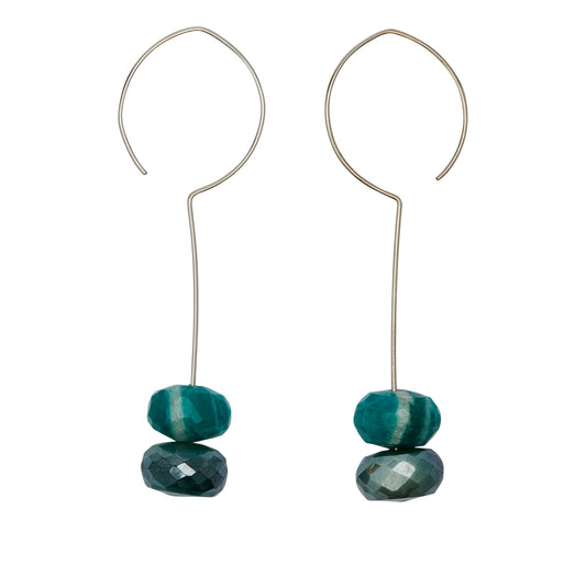Drop Earrings with Amazonite and Green Mystic Chalcedony