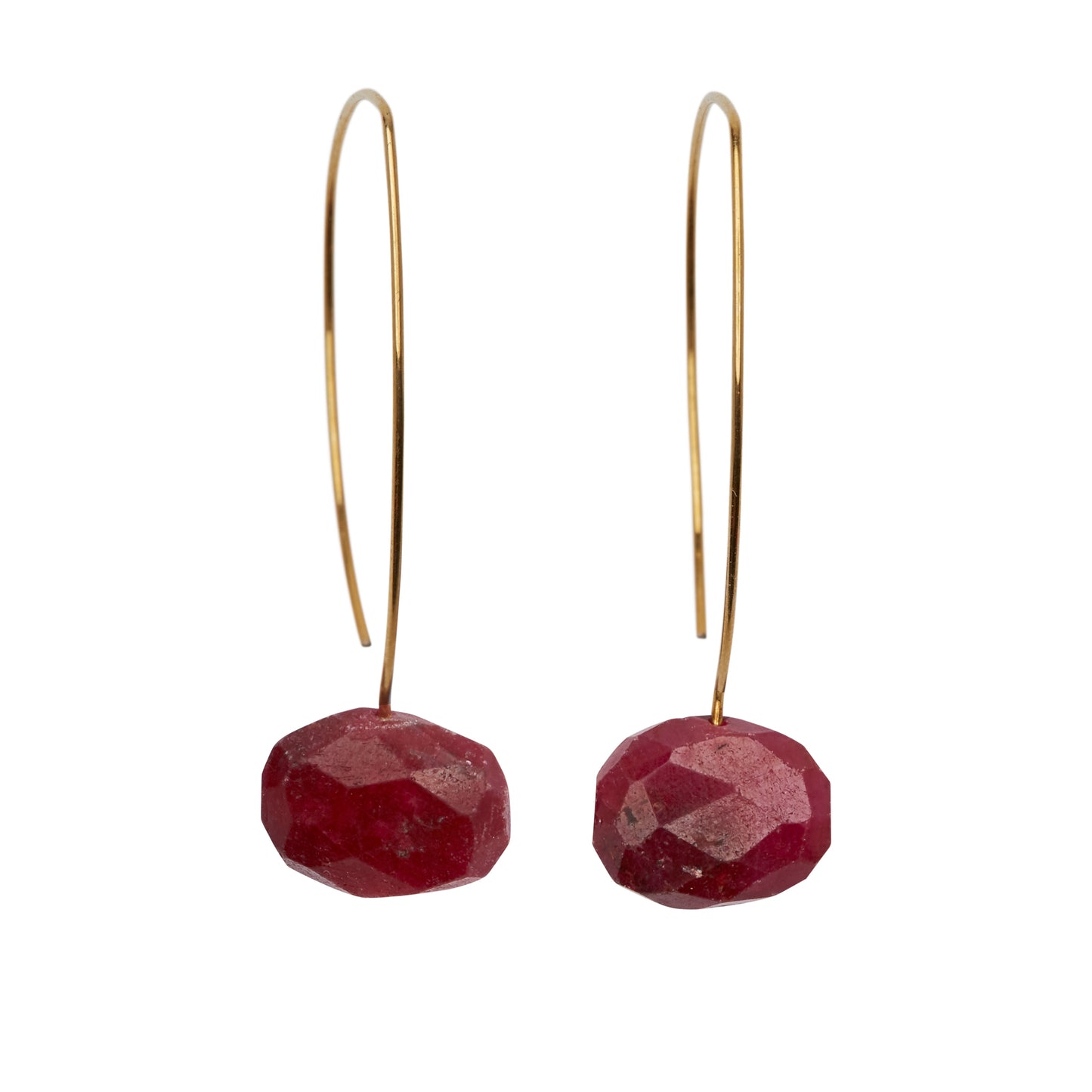 Short Drop Earrings with Ruby Corundum