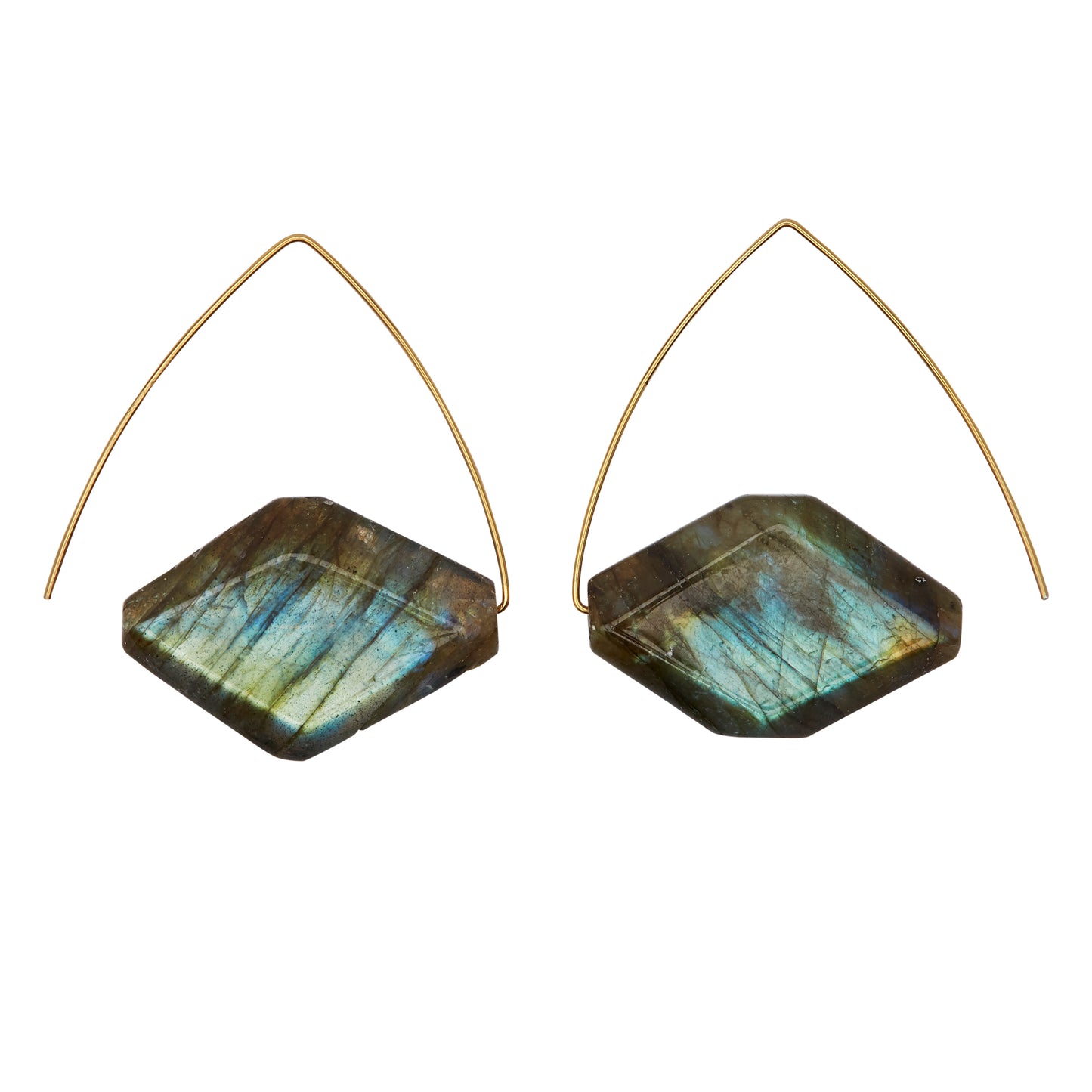 Petite Triangle Earrings with Labradorite 