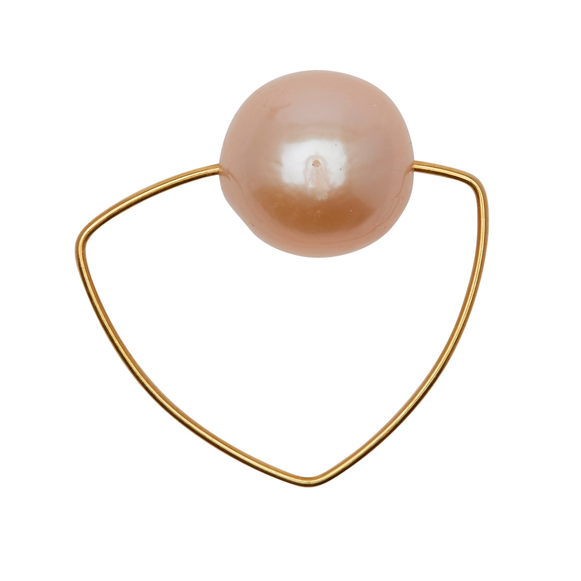 Triangle Ring with Peach Pearl