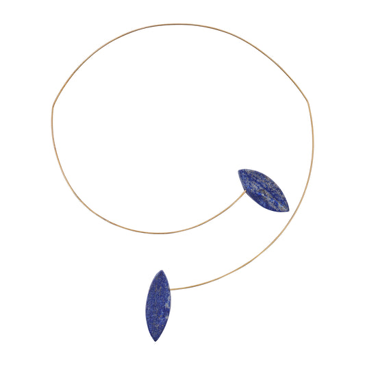 Asymmetric Neck Wire with Lapis Lazuli