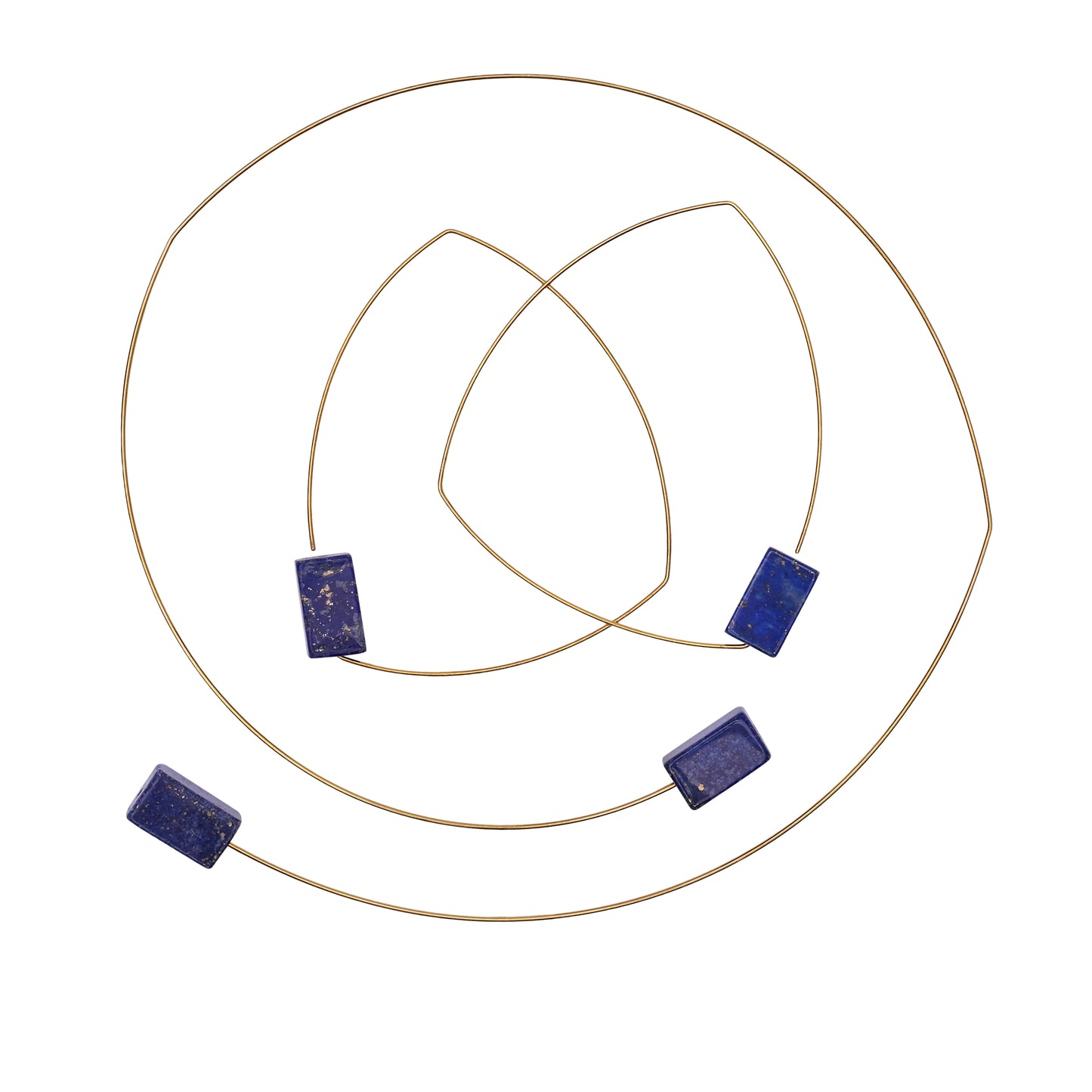 Triangle Hoop Lapis Earrings