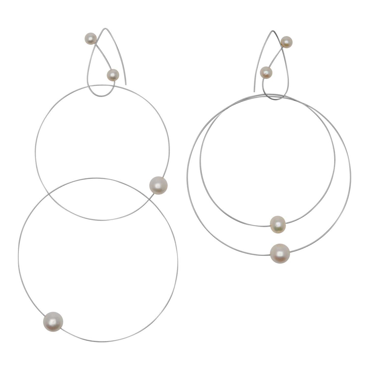 'Morph It!' Hoop Earrings with Round Freshwater Pearls