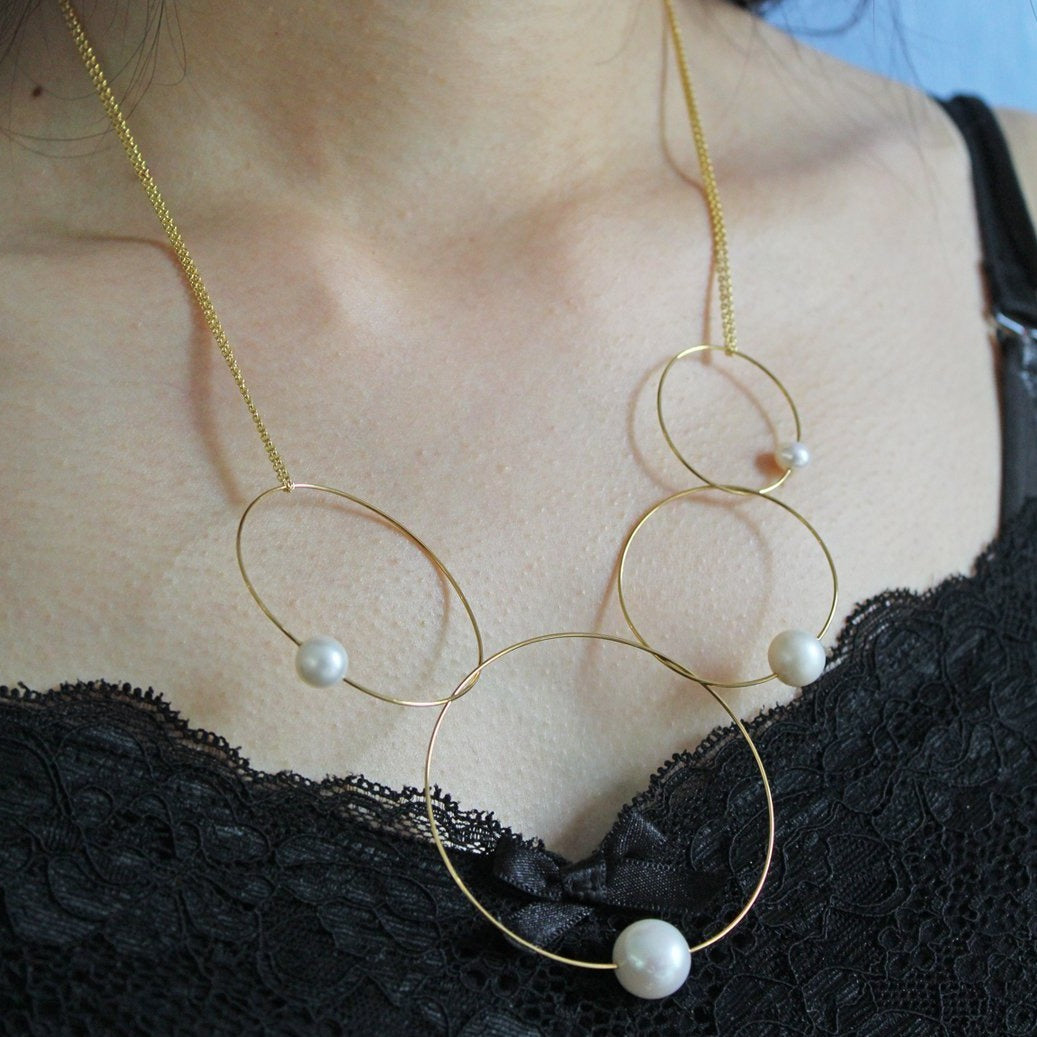 MMJ 'Morph It!' Hoop Necklace with Round Freshwater Pearls