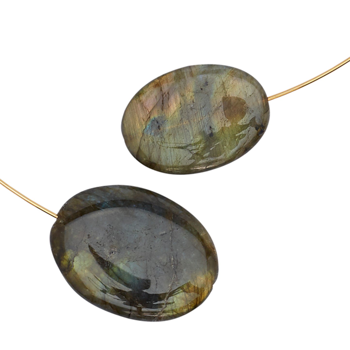 Square Asymmetric Neckwire with Smooth Labradorite