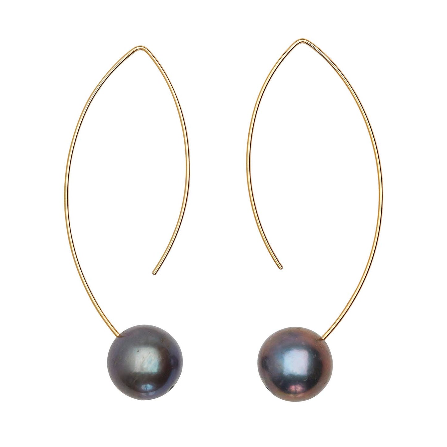 Long Curve Earrings with Peacock Pearls