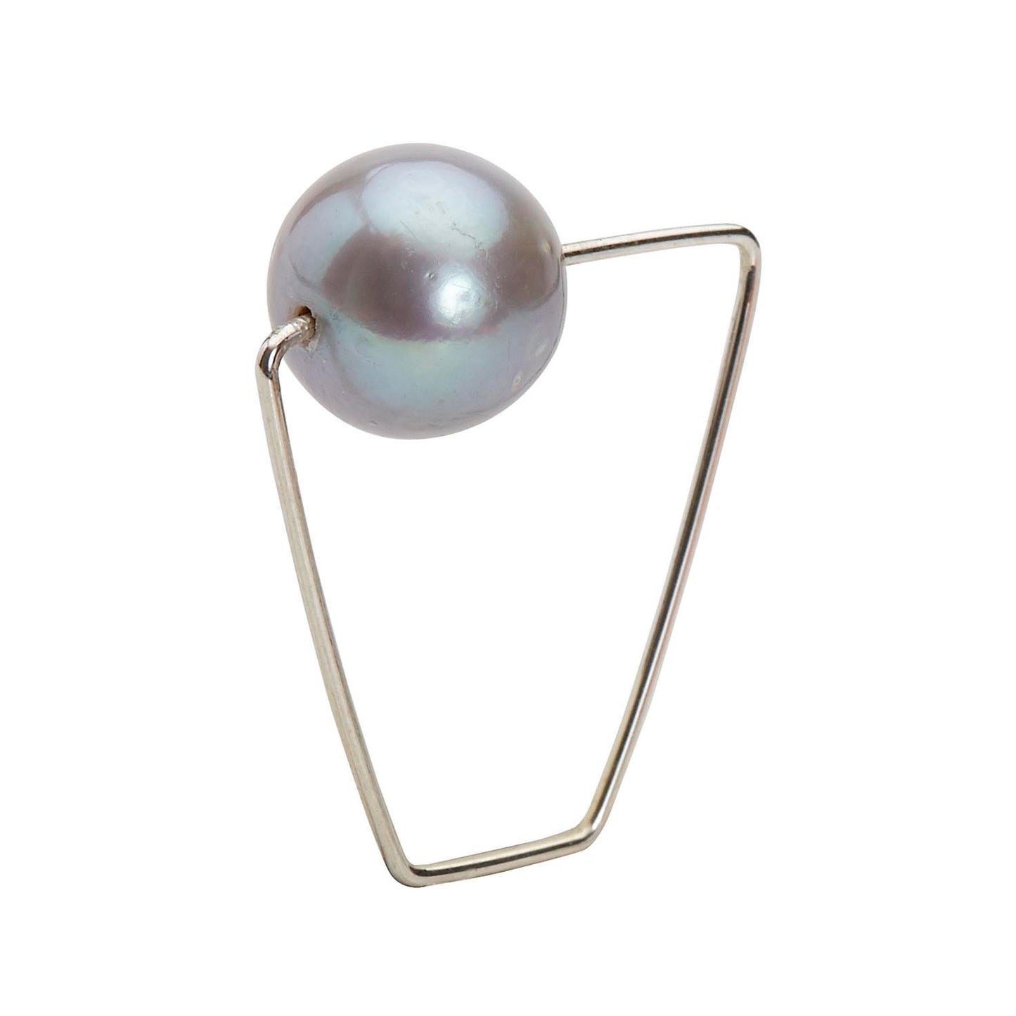 Square Ring with Grey Pearl