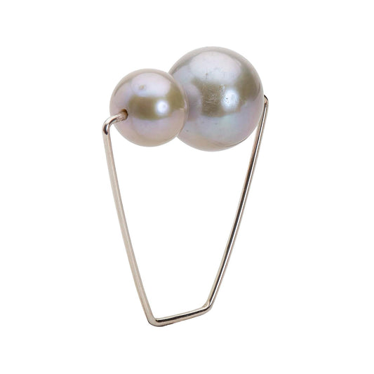 Square Ring with Grey Pearls
